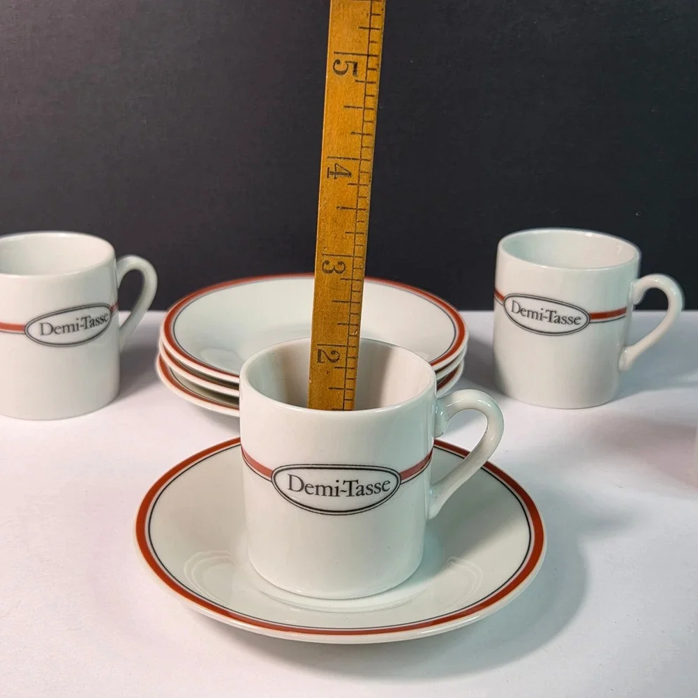 Bon Appetit Toscany Collection Espresso‎ Set 4 Demi-Tasse Cups Saucers Japan